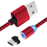 Cable Trenzado Bakeey de Teléfono de Carga de Datos de Micro USB de LED Magnético de 360 Grados para Huawei Xiaomi