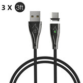 [3 Pack] BlitzWolf® BW-TC20 3A Magnetic 1.8M Cable with Type-C Connector Black for Samsung Galaxy Note S20 ultra Huawei Mate40 OnePlus 8 Pro