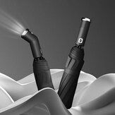 Automatik-Taschenschirm mit Taschenlampe, drehbar, ultragroßer Regenschirm, winddicht, UPF50+, UV, täglicher Sonnenschutz