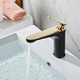 Luxuriöser Badezimmer-Waschtischmischer mit heißem und kaltem Wasser, Griff in Gold poliert, Einhandmischer aus Messing