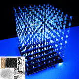 APLICAÇÃO DIY WIFI 8x8x8 Luz 3D Cube Kit Azul LED MP3 Music Spectrum Kit eletrônico Sem alojamento