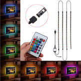 4X50CM USB RGB 5050 LED Tela à prova d'água Strip Light TV Backlilghting Kit + 24 Key Controle Remoto DC5V