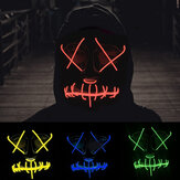 EL Cold Light Maske mit leuchtender LED-Beleuchtung für Halloween, furchterregende EL-Draht-Lichtmaske, leuchtende Hip-Hop-Masken mit breitem Grinsen