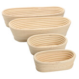 Hosszú ovális banneton kenyér tészta Rattan Brotform tároló kosarak 4 darabos emelkedést biztosító kenyér