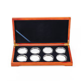 Oak Coin Wood Case Display Box Wooden Parts Storage Collection Holders for 8 Coins