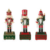 Caja de música grande de juguete de soldado cascanueces de madera decorativa de Navidad para regalo