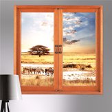 3D Wall Decals 3D Artificial Window View Removable Grassland Stickers Home Wall Decor Gift