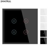 SMATRUL 110V 220V 1/2 3/Gang 1 Way Wall Light Touch Sensor Switch No Neutral Wire Required EU Power Crystal Glass Panel