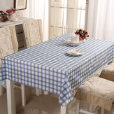 Toalha de mesa impermeável e insípida em PVC transparente, macio como vidro, estampa de listra em grade