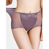 Women Translucent Lace See Through High Waist Thin Lingerie Panties