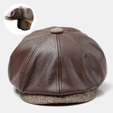 قبعة رجالية بتصميم قلب الأذن بجلد صناعي عتبة آذان دافئة قبعات بيريهات نيوزبوي قبعة رسام