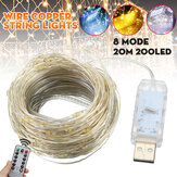 20M 200LED String Lights USB Waterproof Copper Wire Fairy Lamp Wedding Outdoor Garden Home Christmas Decorations Clearance Christmas Lights