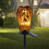 Luz solar enterrada en tierra para jardín con figura de ángel y lámpara de resina resistente al agua