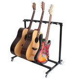 Suporte para várias guitarras removível e portátil com mais de 3 suportes e rodas para guitarras acústicas, elétricas e baixos