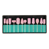 12 pcs Rosa Cerâmica Unhas Broca Bits Kit Moagem Manicure Pedicure Cabeças Máquina De Polimento 