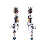 Retro Magic Hands Spider Drop Crystal Silver Dangle Earring