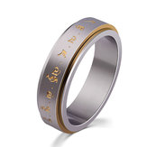 Draaibare ring voor mannen, titanium edelstaal, boeddhistische goudkleur