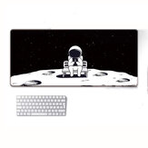 Милый астронавтский узор Мышь Подстилка черного и белого цветов Гейминговый коврик для мыши с замкнутыми краями Коврик для клавиатуры для ПК и ноутбука