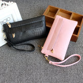 Universal Vrouwen Bag Crocodile Leather Wallet Case Phone Bag Zipper Bag voor iPhone Samsung Xiaomi