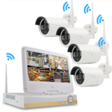 GUUDGO 4CH 1080P HD Wireless WIFI IP Camera Homeuse Security System NVR Outdoor CCTV IP Camera With 10.1Inch Monitor LCD