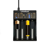 Carregador de bateria Liitokala Lii-402 com 4 slots para baterias 18650/26650/16340/14500, micro USB DC 5V