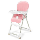 Ditong Portable Folding Baby High Chair Adjustable Plate Lockable Wheels PU Seat with Environmental Protection Material Stable for Kids