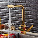 KCASA KC-9050 Brass Swivel Drinking Hot & Cold Water Faucet 3 Way Water Filter Purifier Golden Kitchen Faucets Sinks Taps