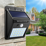 Lâmpada de segurança para exterior movida a energia solar com 20 LED, sensor de movimento PIR, resistente à água e indicada para caminhos, pátios e jardins.