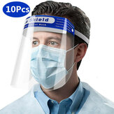 10Pcs Anti-fog Transparent Plastic Full Face Shield Protective Face Mask Anti-Spitting Splash Facial Cover With Forehead Cushion
