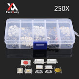 Excellway® PB01 250Pcs 10 Arten von taktilen Drucktastenschaltern Fernbedienungs-Tasten