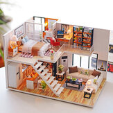 Loft Apartments Miniature Dollhouse Wooden Doll House Furniture LED طقم هدايا عيد الميلاد عيد الميلاد