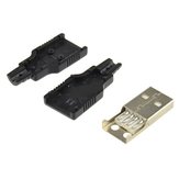 100 peças de conector macho de 4 pinos USB2.0 Tipo-A com tampa plástica preta