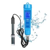 Medidor de pH de alta precisión ATC Medidor de pH y temperatura 2 en 1 Medidor de acidez de pH de la piel Portátil Carrito de prueba de pH del acuario Valor de pH del tanque de peces Medidor de pH con pantalla LCD de 1,2 pulgadas con luz de fondo azul
