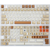 143 Keys Stamp Theme Retro Mechanical Keyboard Cap Set Cherry Profile PBT Sublimation Suitable for 61/64/68/78/84/87/96/980/104/108 Keyboard