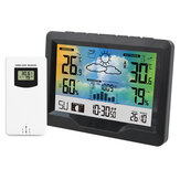ファンジュ インドアアウトドアワイヤレス気象観測所温度計湿度計予測気圧時間表示デジタルウォッチアラームクロックワイヤレスセンサーバロメーター