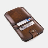 Masculino Couro Genuíno Retro Pull Tab Phone Leather Caso Bolsa Clip para dinheiro com slot para cartão