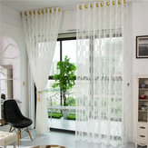 2 Panel Grid Pattern Tulle Sheer Curtains Bedroom Living Room Hollow Out Window Screening