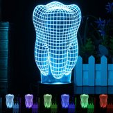 Ilusão Iluminado 3D Mudança de Cor Interruptor de Toque Dente LED Desk Night Light Lamp Xmas Presente