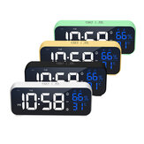 Despertador espelho com LED, relógio digital de parede, exibição de hora, temperatura e umidade, relógio de mesa recarregável por USB