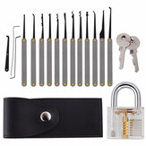 Cadeado transparente de prática com conjunto de 12 ferramentas para desbloqueio e extrator de chaves