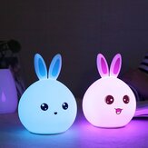 Renk Değişimi Silikon Tavşan Gece Işığı Uzakdan Kumanda Şarj Edilebilir Yatak Başı Lamba