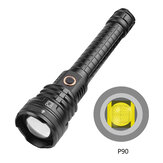 Lampe de poche LED XANES® 1490A 3000LM XHP90 rechargeable par USB avec zoom télescopique, 5 modes, étanche, utilisant des batteries 26650 et 18650, idéale pour l'extérieur
