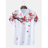 Ανδρικό πουκάμισο με σύντομα μανίκια και εκτύπωση λουλουδιών