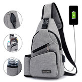 Mężczyźni Oxford Duża pojemność Casual Outdoor Travel Port ładowania USB Sling Bag Torba na klatkę piersiową Crossbody Bag