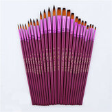 12pcs Painting Brush Set Flat Tip Round Tip Nylon Hair Watercolor Oil Drawing Brushes Artist Students Supplies