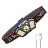 Linterna frontal inteligente de inducción XPE + LED, recargable por USB, resistente al agua y con rotación de 90 grados para acampar.