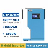 VM -PLUS-5.5KW 5500W Solar Pure Sine Wave Hybr1d Inverter 48V 220VAC MPPT 100A Solar Charger PV 500V Input Running without Battery with WIFI Function