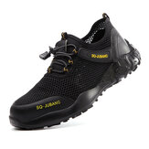 Zapatos de seguridad de trabajo para hombres AtreGo con malla, punta de acero y agujeros grandes transpirables, ideales para correr y hacer senderismo