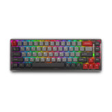 Klawiatura mechaniczna LORIIK LR68 w trybie potrójnym, 68 klawiszy, przełączniki Gateron, trzy kolorowe klawisze PBT, przezroczysta czarna obudowa, klawiatura gamingowa RGB z możliwością wymiany klawiszy