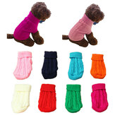 Vestiti invernali per cani e gatti caldi invernali a tinta unita: maglione in maglia per cuccioli e pellicce